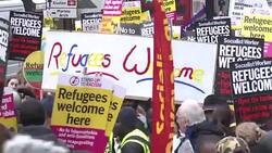 CLEAN : Protest in London in support of refugees News Clip