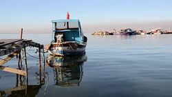 SLOW MOTION: Fishing boat in Inciralti, Izmir Stock Footage