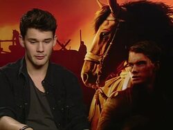 INTERVIEW: Jeremy Irvine nn not being an animal person but then developing relationship with the horses while making the film at War Horse Interviews at the Claridge's Hotel on on January 9, 2012 in London, England (Foootage by Getty/Wire) Stock Footage