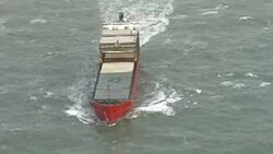 Aerials of stricken cargo ship in channel News Clip