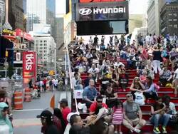 Multiple Angles of TKTS Red Steps, Times Square, New York City Stock Footage