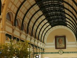 WS TD Interior of Saigon Post Office / Vietnam Stock Footage
