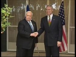 WRAP Powell meets Sharon and Israeli left wingers News Clip