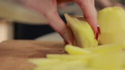 Cutting apple Stock Footage