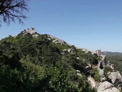 Sintra, Castle of the Moors (Castelo dos Mouros), view of the inner walls, Sintra  Stock Footage