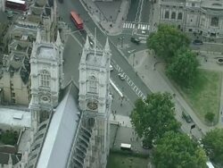 AERIAL CU Westminster Abbey Stock Footage
