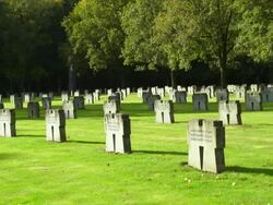PAN War Graves in the  Huertgen Forest Cemetery in the Eifel Hills (Motion Controlled Shot)  Stock Footage