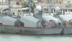 CLEAN : Off Syrian coast Russian warship backs up air campaign News Clip