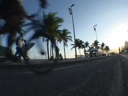MS, LA, Brazil, Rio de Janeiro, People on street along Ipanema Beach Stock Footage