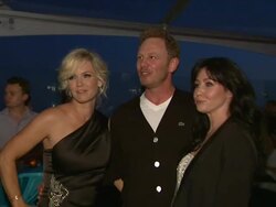 Jennie Garth, Ian Ziering, Shannen Doherty at CMT's Jennie Garth: A Little Bit Country Launch And 40th Birthday Celebration Stock Footage