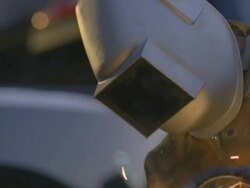 CU Man arc welding next to truck / Boulder City, Nevada, USA Stock Footage