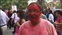 Anti-bullfighting activists protest against the sport News Clip