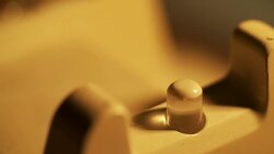 ECU of hand hanging up and grabbing handset on old phone Stock Footage