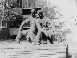 Part 7 of The Changing Face of London, 1960 - kids playing on council estate grounds, derelict King's Theatre, the BBC building, playground Stock Footage