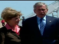President Bush spoke to reporters briefly in Waco, Texas about the severe weather that swept through the midwest Saturday, as well as his daughter Jenna's wedding. News Clip