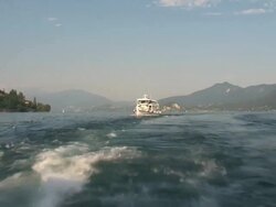 Wake of a boat in the lake Stock Footage