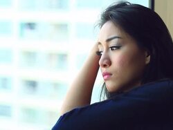 HD:Portrait of a sad women looking thoughtful about troubles. Stock Footage