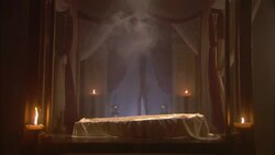 Candles illuminate the funeral bier of Cleopatra. Stock Footage