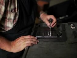 Hand with letterpress blocks Stock Footage