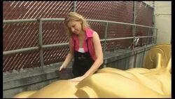 Statues lining the red carpet get new gold coat News Clip