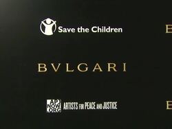 ATMOSPHERE: Signage at the Bulgari Fundraiser Benefitting Save The Children And Artists For Peace & Justice at Beverly Hills CA. (Footage by WireImage Video/GettyImages) Stock Footage