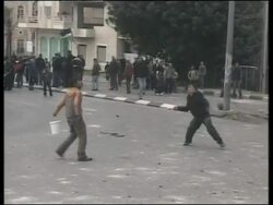 Israel/Palestine - Palestinians clash with Israeli troops in West Bank / Hamas-Fatah friction / Jewish seminary killings / Air-strikes / Palestinians floof over Egyptian border News Clip