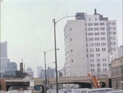 Chicago Police Headquarters Building and Conrad Hilton Hotel Stock Footage