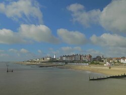 Southwold,colourful beach huts,Lighthouse,WS, Stock Footage