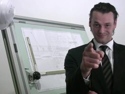 Architect or Engineer inspecting blueprint Stock Footage