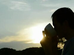 Relaxing man with a coffee Stock Footage