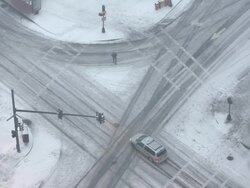 General views of Boston during a blizzard. (Photog Stock Footage