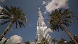 The Burj Khalifa Dubai, a Futuristic Modern Design Structure, the Burj Khalifa was completed in 2010 and is the worlds tallest building, Dubai, UAE Stock Footage