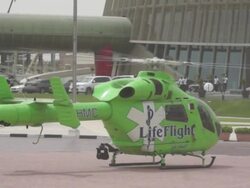 Air Ambulance takes child Stock Footage