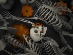 (Loop) Halloween, Skeletons and Pumpkins Stock Footage