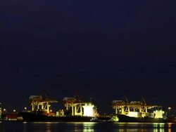 Shipyard Working Time Laps day to night Stock Footage