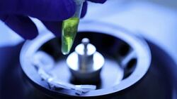Scientist working on samples with laboratory equipment like micro-centrifuge and tubes, Slow motion Stock Footage