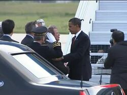US President departs Germany; arrival in France News Clip
