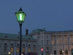 Prince Eugene of Savoy statue. Hofburg palace at night.Medium shot. Pan In. Stock Footage