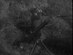 WWI Reenactment of German machine gunner Stock Footage