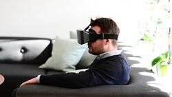 Man Using Virtual Reality Glasses Stock Footage
