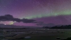 Time-lapse: Northern Light Aurora Borealis Vatnajokull Glacier Jokulsarlon lagoon Iceland Stock Footage