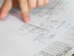 HD:Hand checking drawing work. Stock Footage