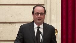France's President Hollande welcomes handball world champions. News Clip