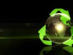 Globe with Recycling Symbol (Right Placed, Dark Background) - Loop Stock Footage