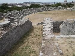 The amphitheater from the 2nd century A.D. Salona Stock Footage