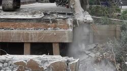 Breaking the old bridge Stock Footage