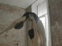 Ballet dancers rehearsing together in dance studio Stock Footage