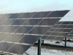 Solar panels and clouds time lapse Stock Footage