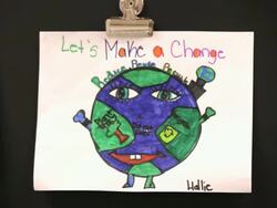 MS Children's artwork on environmental issues in classroom / Richmond, Virginia, United States Stock Footage