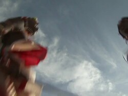 Maasai Ceremony - Warriors jumping up and down, dancing, low angle close up Stock Footage